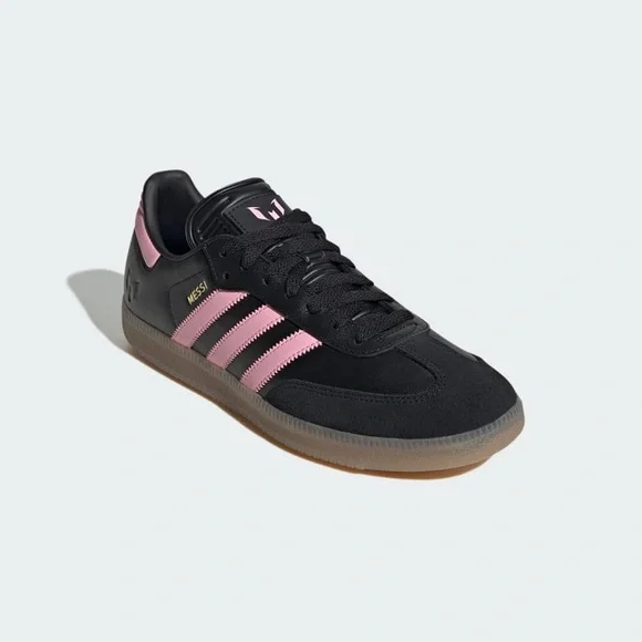 Adidas Men's 9 Samba Lionel Messi Shoes Pink/Black/Gum NEW - Picture 4 of 9
